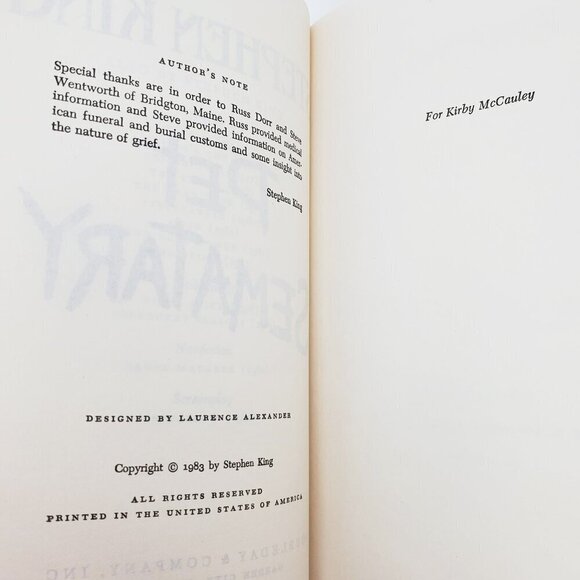 Pet Sematary Stephen King BCE Book Club Edition Hardcover 1983 HCDJ N47 Gutter - Picture 3 of 12